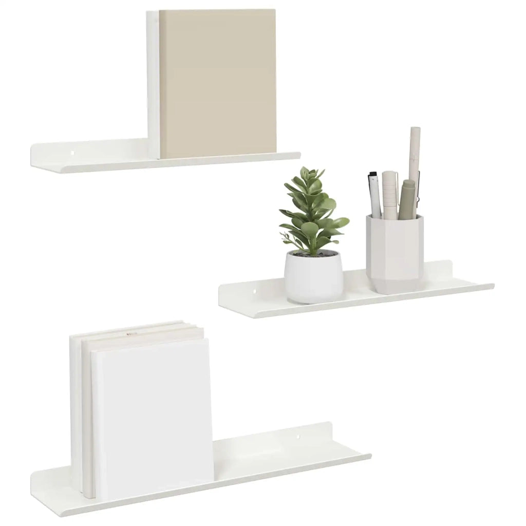 Mensola sospesa 3 pcs Bianco 40 x 9 x 2,5 cm Acciaio 8003935