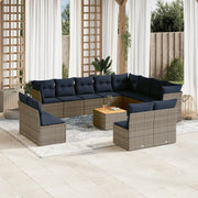 Set Divani da Giardino 13 pz con Cuscini Grigio in Polyrattan 3256264