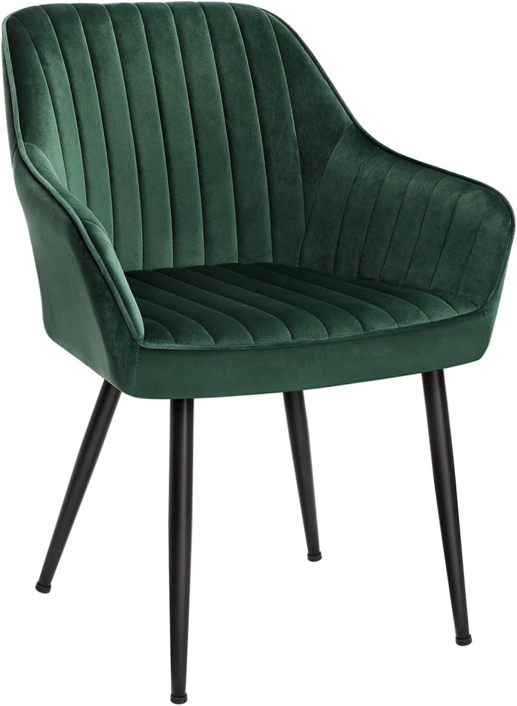 SONGMICS Set di 2 sedie da cucina, sedia in velluto, imbottita, con braccioli, carico max. 120 kg, gambe in metallo, per sala da pranzo, grigio e nero inchiostro LDC087G02