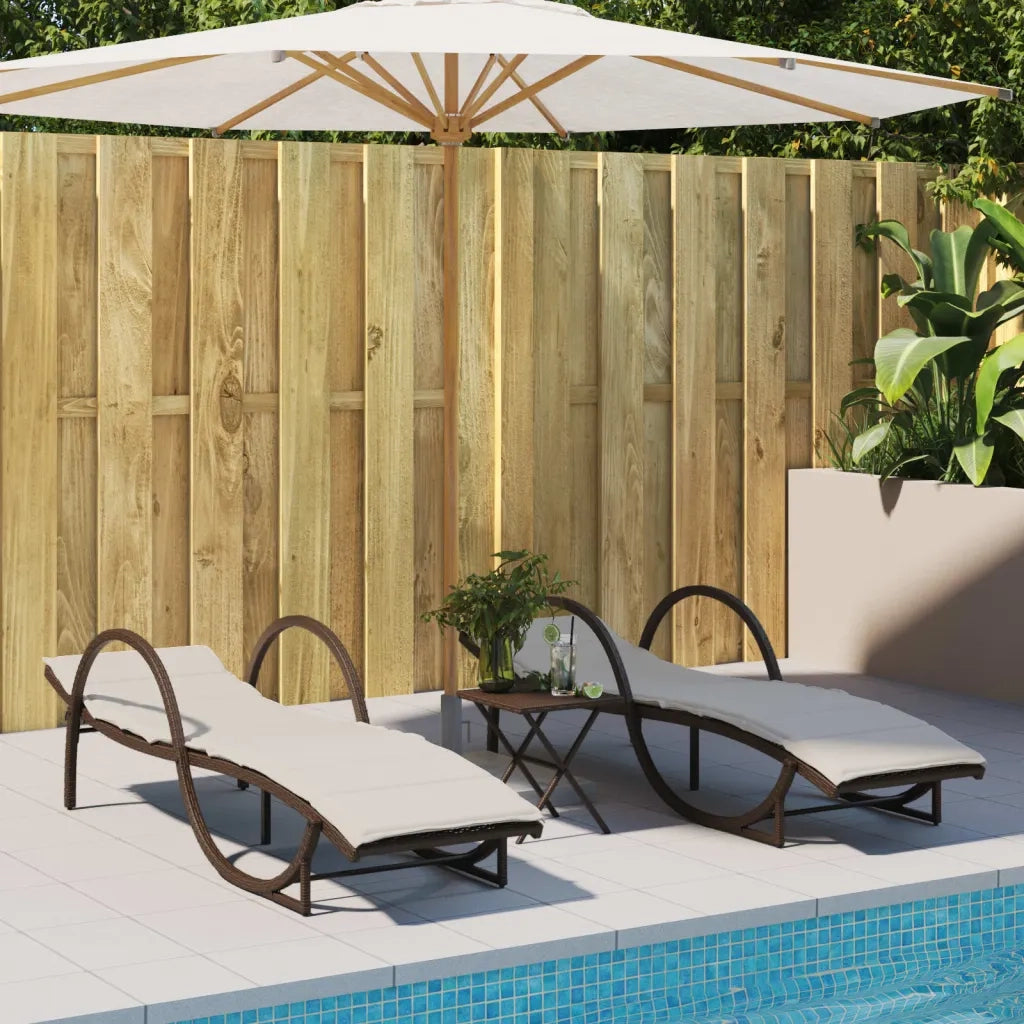 Lettino Prendisole | Sdraio da giardino | Lettino da sole con Cuscino Marrone 60x199x42 cm Polyrattan