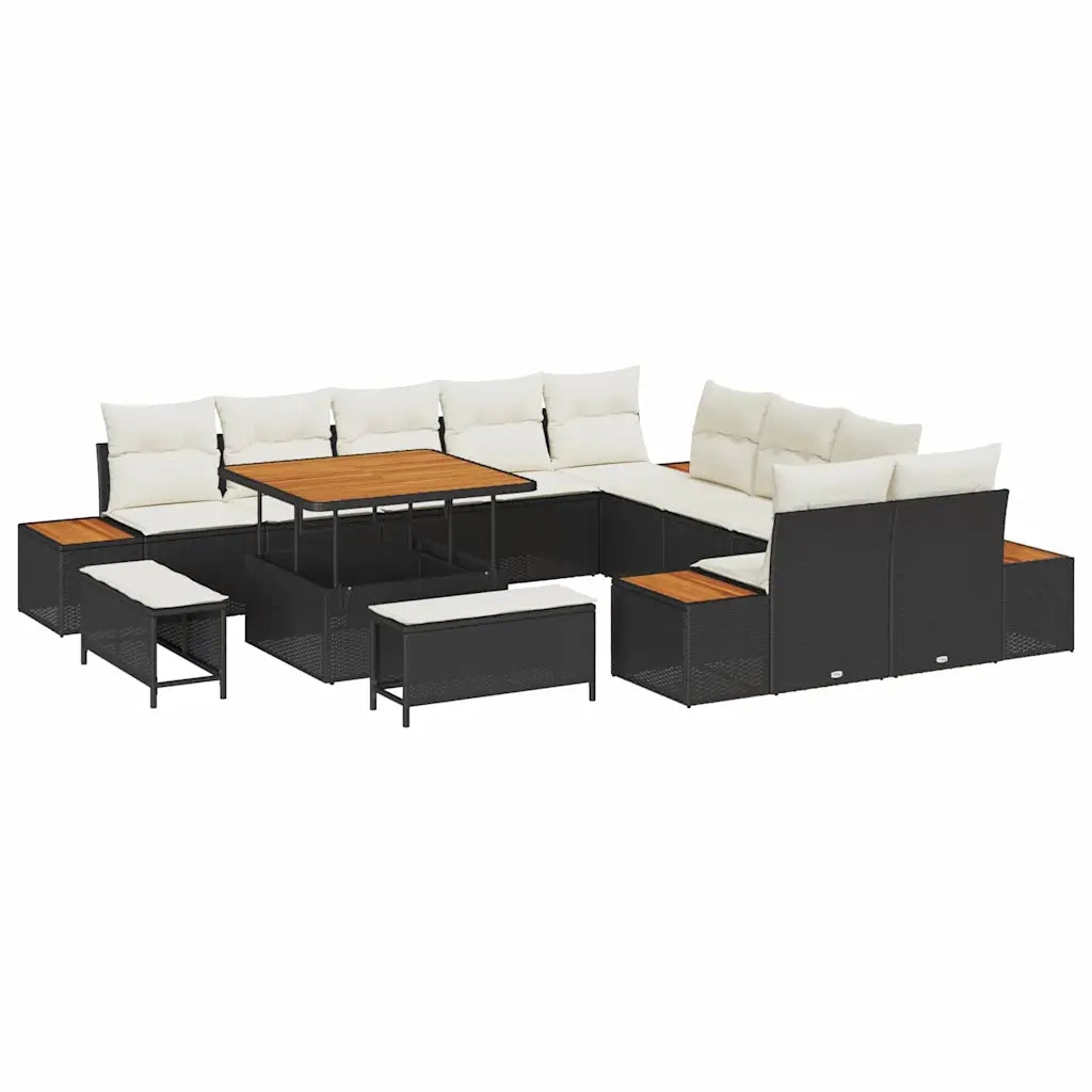 Set Divano da Giardino 13 pcs Nero polyrattan