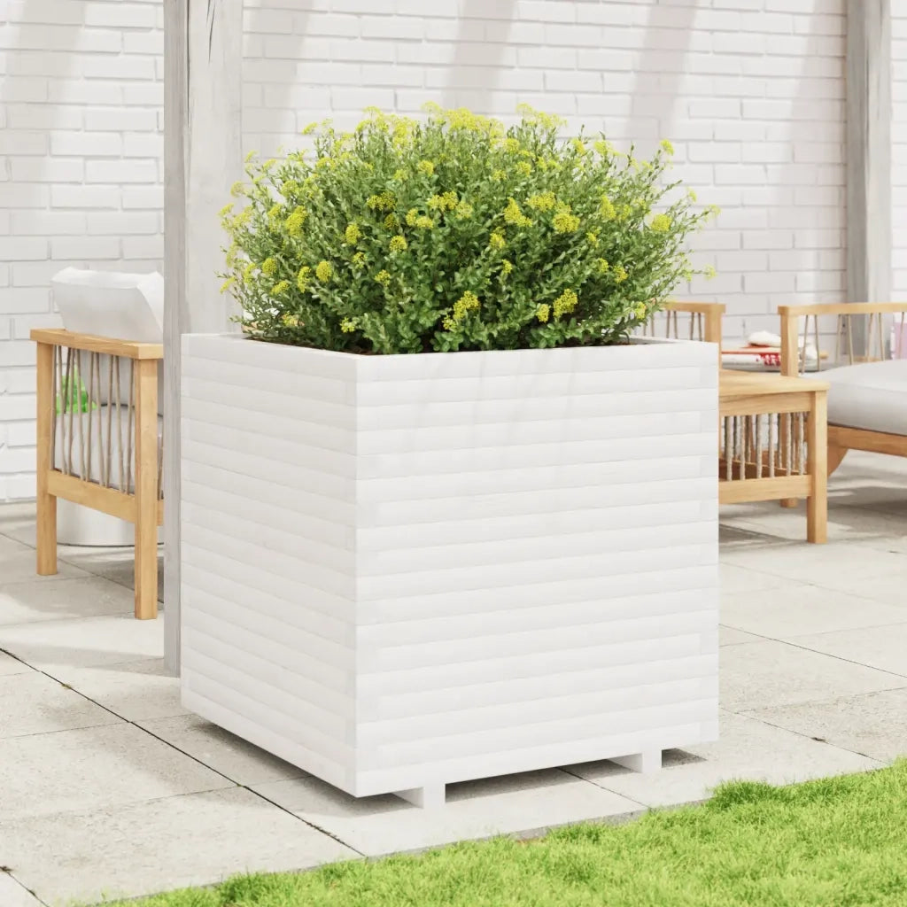 Fioriera da Giardino Bianca 70x70x72,5cm Legno Massello di Pino 3282585