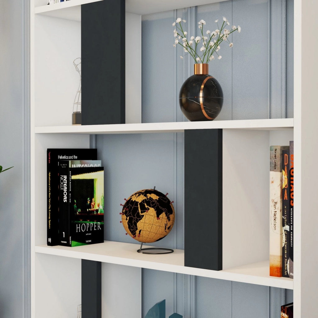 Biblioteca Tribogna, Libreria 4 Ripiani, 90x20x180h cm Bianco