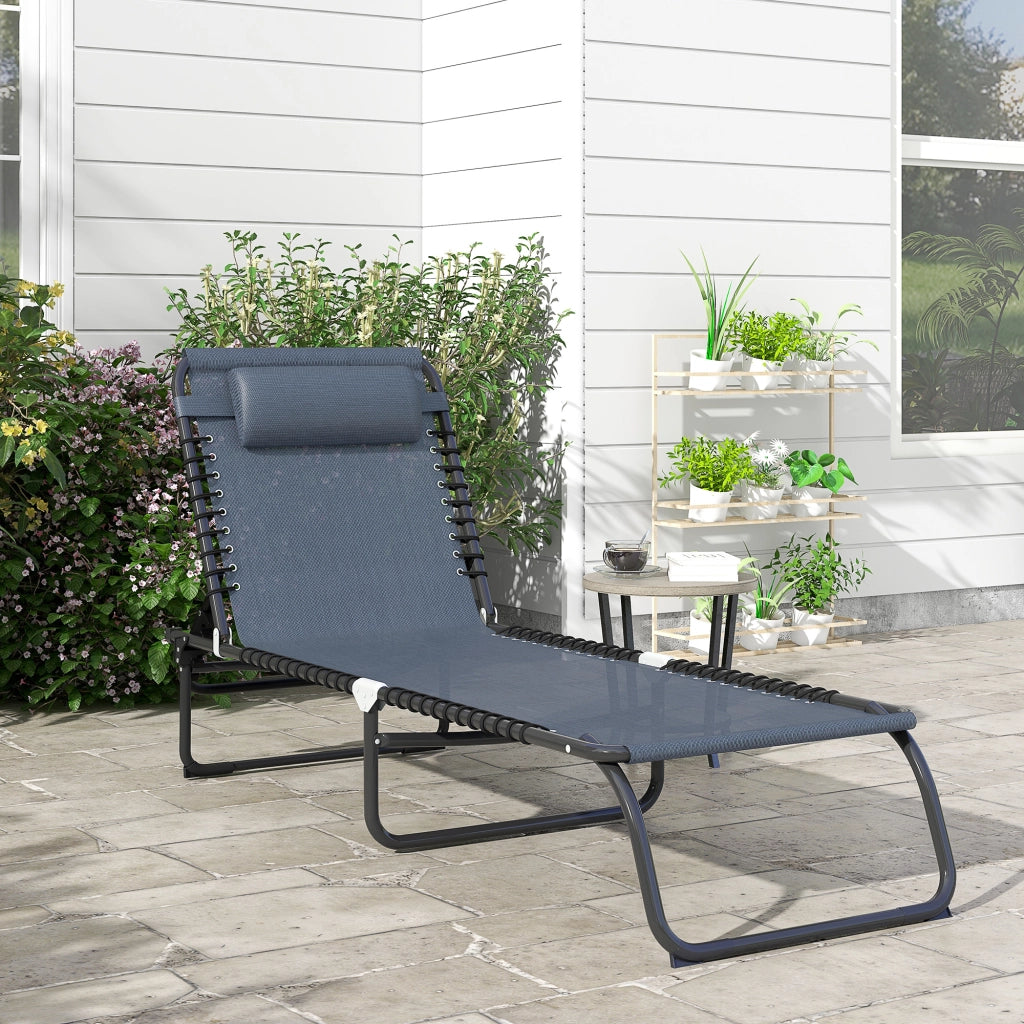Lettino da giardino pieghevole con schienale regolabile ¨C zephmum ¨C Nero textilene Grigio