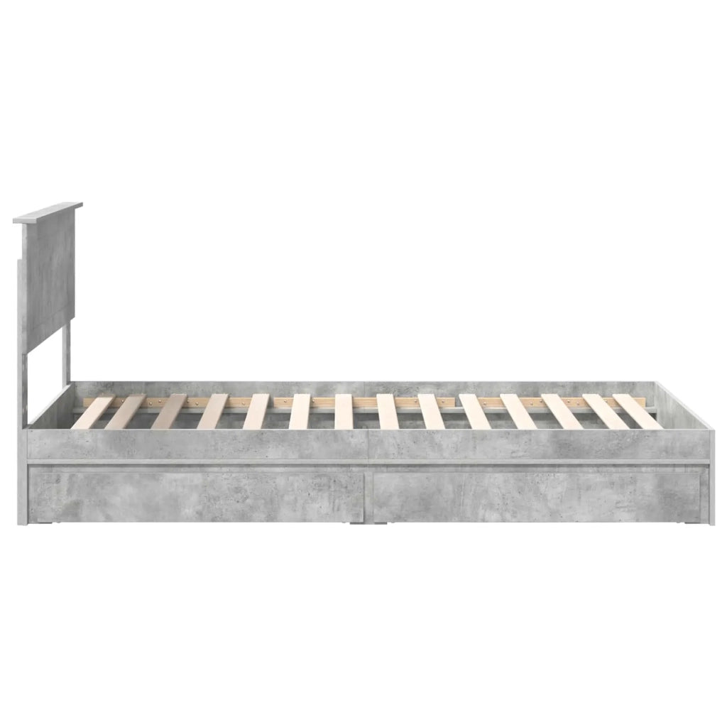 Letto con Contenitore con testiera Grigio cemento 100 x 200 cm