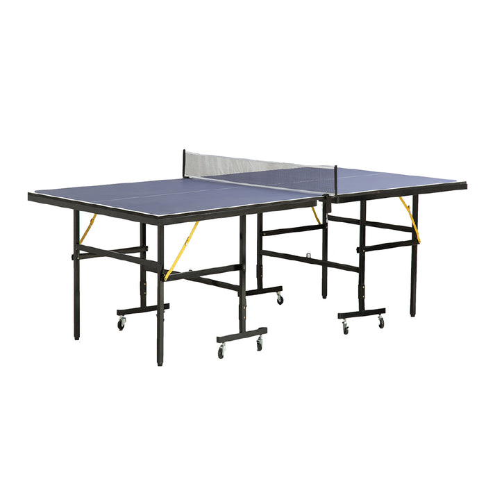 Tavolo da Ping Pong Pieghevole con Tendirete per Interni Blu