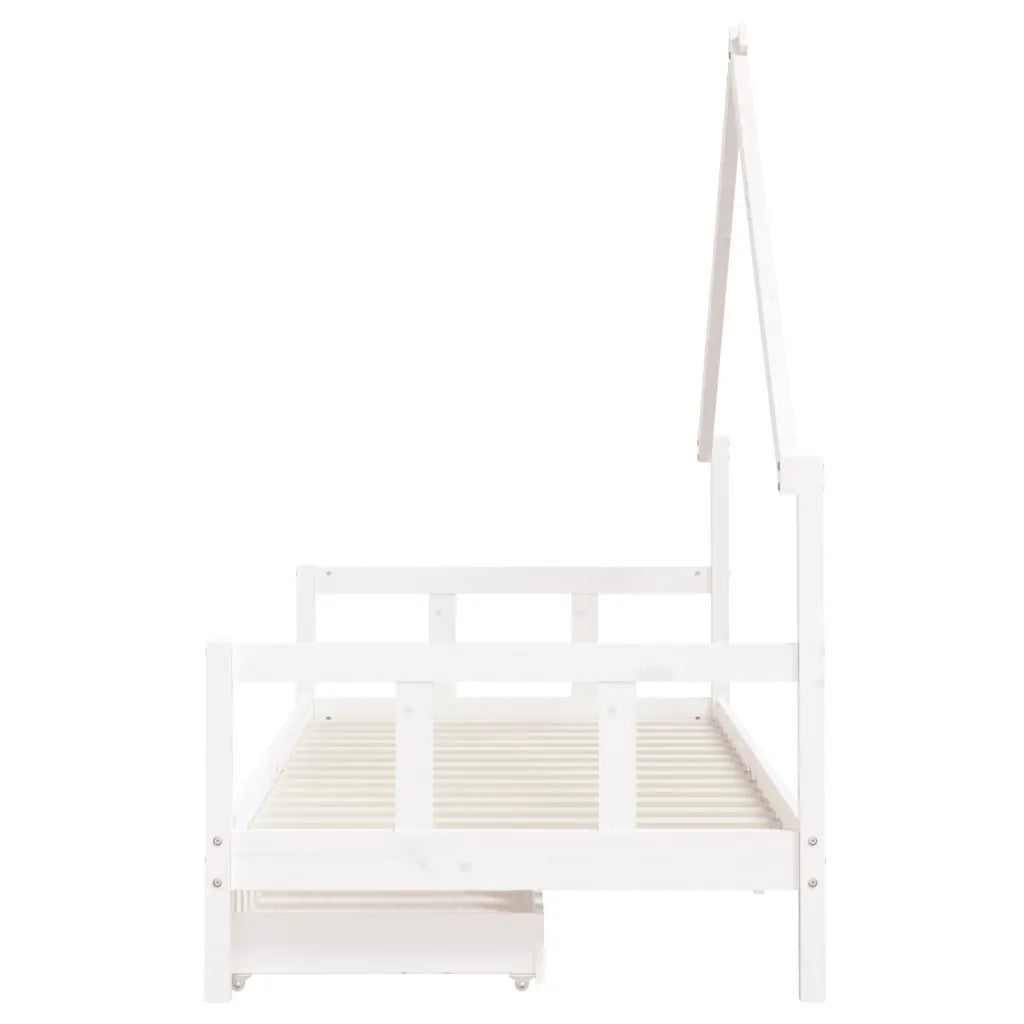 Giroletto Bambini con Cassetti-Struttura Letto Bambini Bianco 90x190 cm Massello Pino 627024