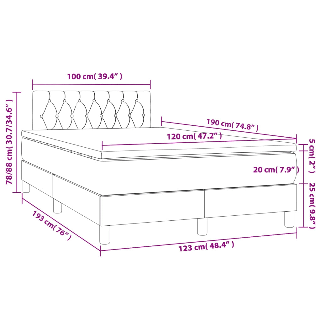 Giroletto a Molle con Materasso Tortora 120x190 cm in Tessuto 3269797