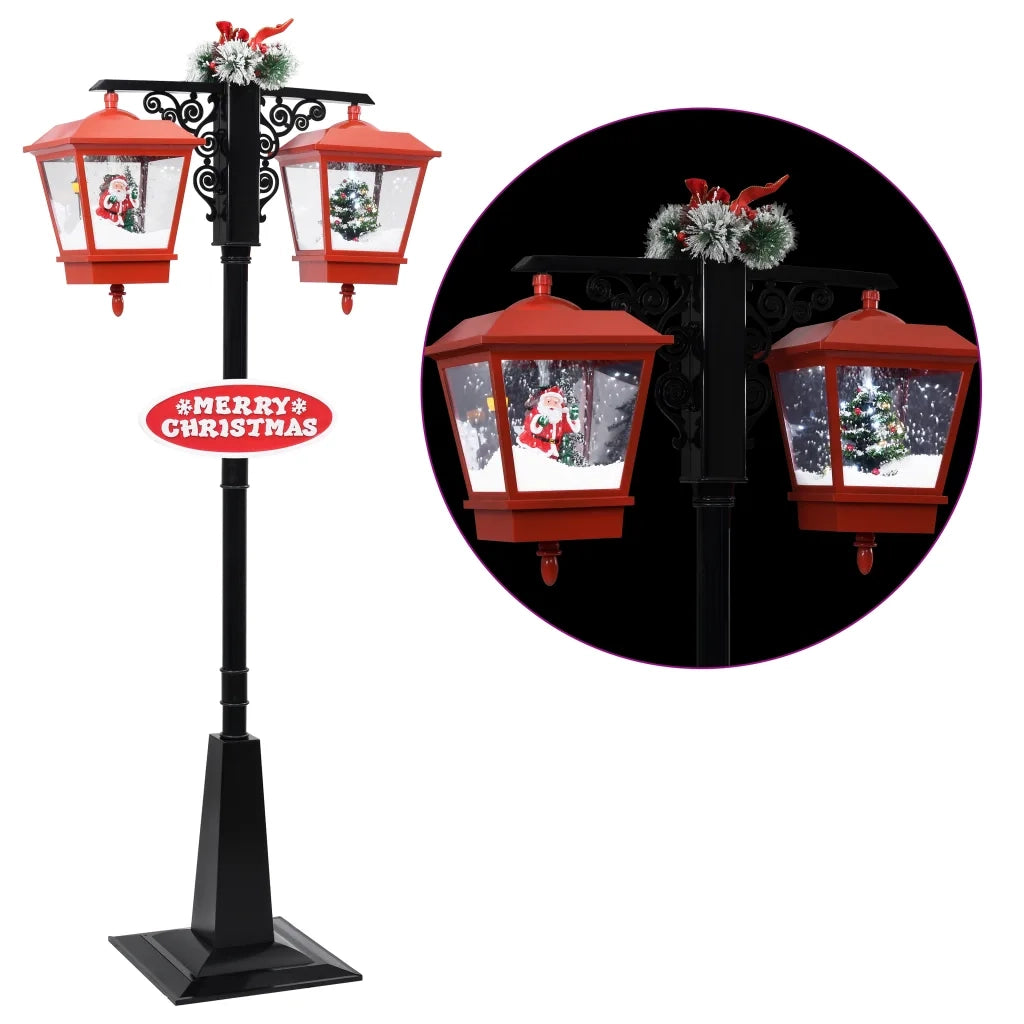 Lampione Natalizio con Babbo Natale Nero Rosso 81x40x188 cm PVC cod mxl 44997