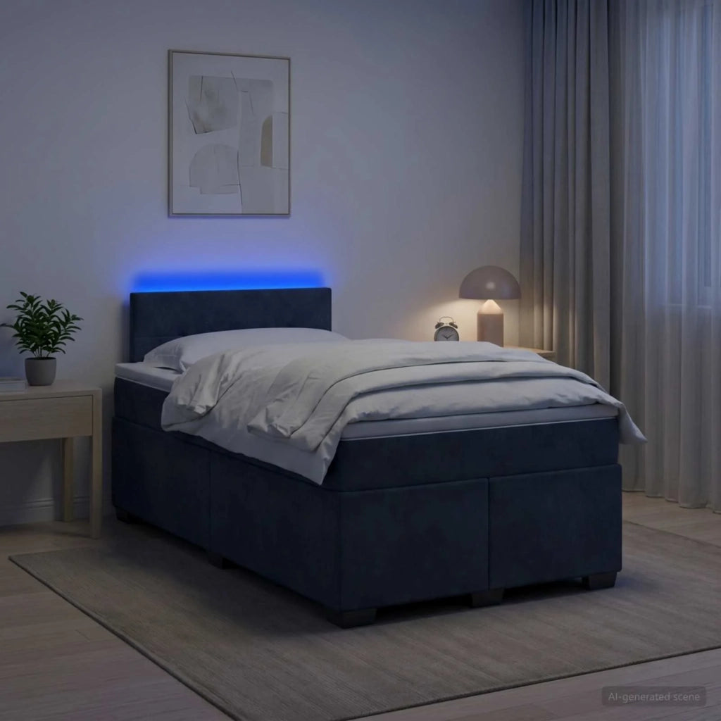 Letto con Box Spring, Materasso e LED Grigio Scuro 120 x 200 cm 3452157