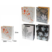 Trade Shop - Set 2 Pezzi Buste Borsa Da Regalo Foglie Autunnali 32x26x12cm 69963 Vari Modelli -