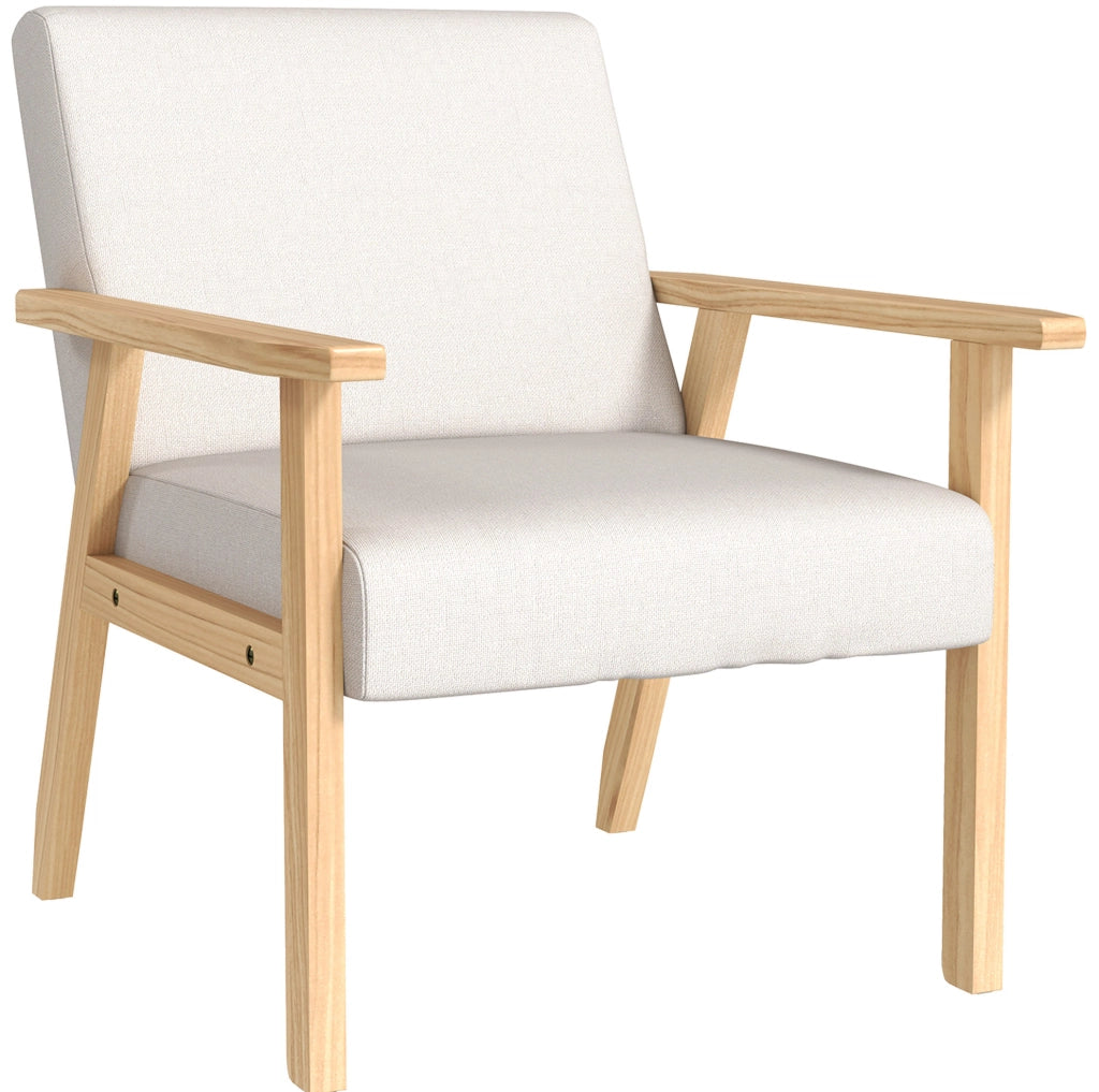 Poltrona scandinava in lino color crema
