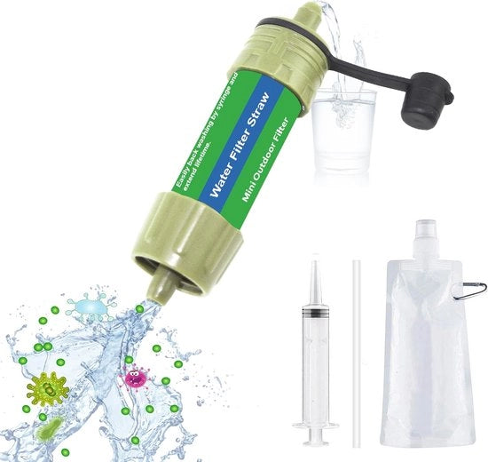 Filtro acqua per sopravvivenza e apparecchio di purificazione acqua - filtro acqua con sistema di filtrazione per outdoor e kit di emergenza per casa - acqua potabile - 5000 litri