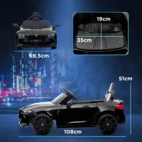 Macchina Elettrica per Bambini a Licenza BMW M4 con Telecomando, Clacson e Fari, 108x69.5x51 cm, Nera