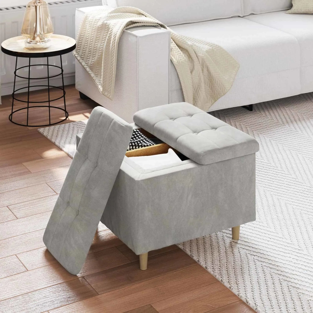 Pouf contenitore Grigio chiaro 60 x 60 x 45 cm Velluto