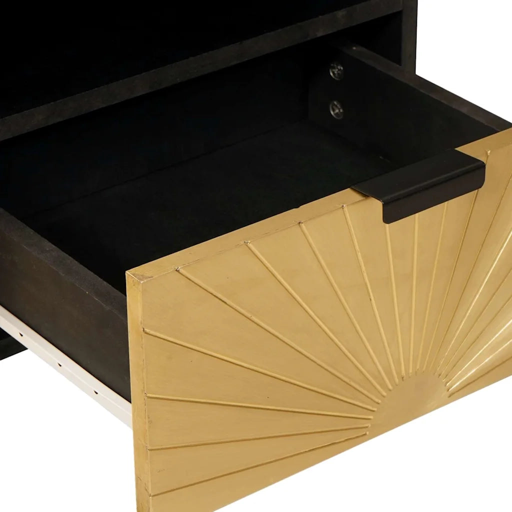 Tavolino da Salotto con Cassetto-Tavolino da soggiorno-Tavolo Nero e Oro 80 x 54 x 40 cm