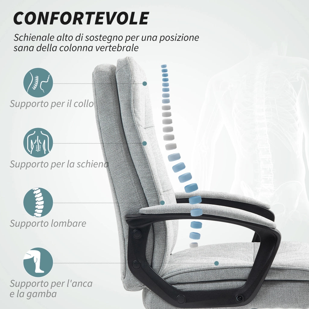 Sedia da Ufficio Ergonomica con Schienale Alto ¨C Zephmum ¨C Grigio