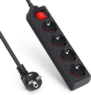 Scatola di connessione con interruttore e protezione contro scariche elettriche - 4 poli - 3 m - nero