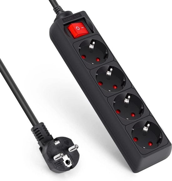 Scatola di connessione con interruttore e protezione contro scariche elettriche - 4 poli - 3 m - nero