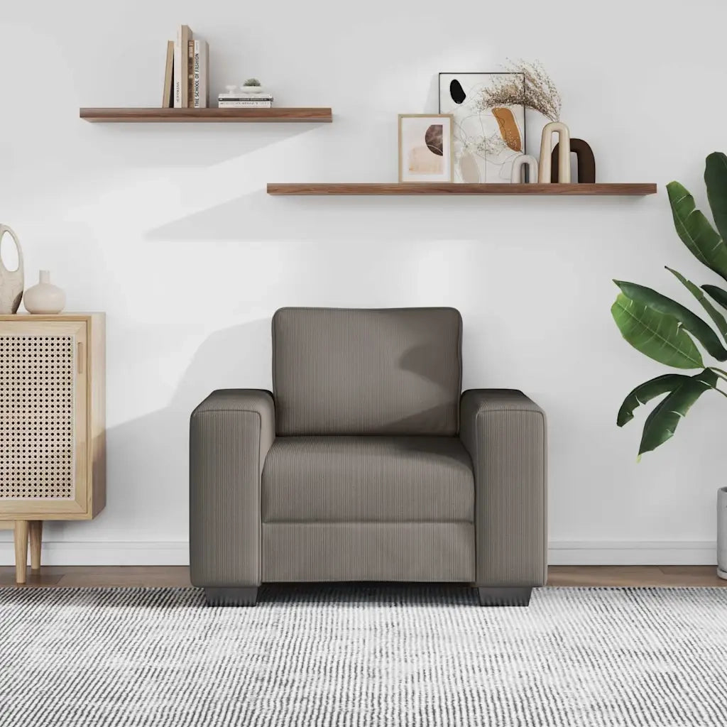 vidaXL Divano Sedia Grigio Chiaro 60 cm Tessuto di Velluto a Coste