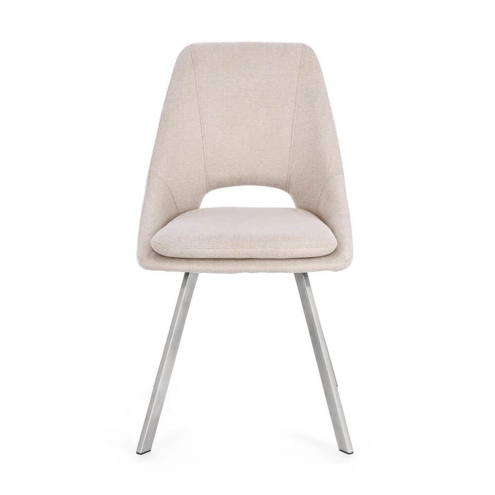 Set di 2 Sedie Imbottite in Tessuto con Gambe in Acciaio - GRIFFIN