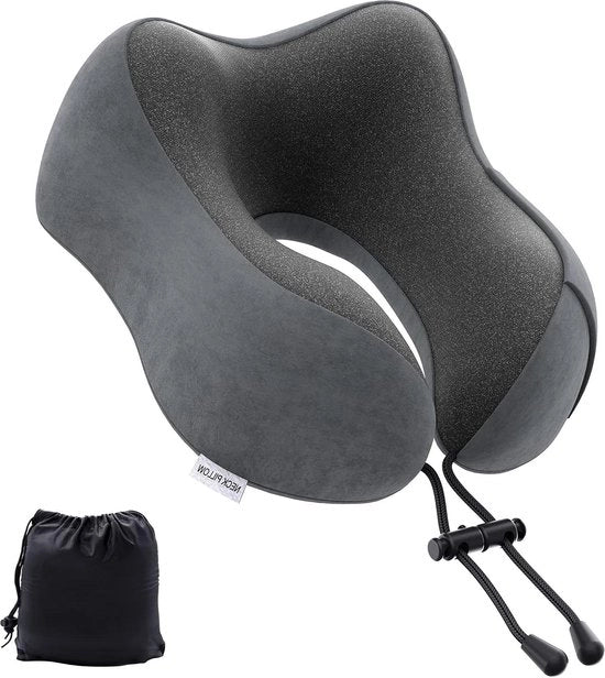 Cuscino di schiuma leggero per viaggiare - campeggio - imballo rapido - trasporto aereo, treno, auto - colore grigio scuro