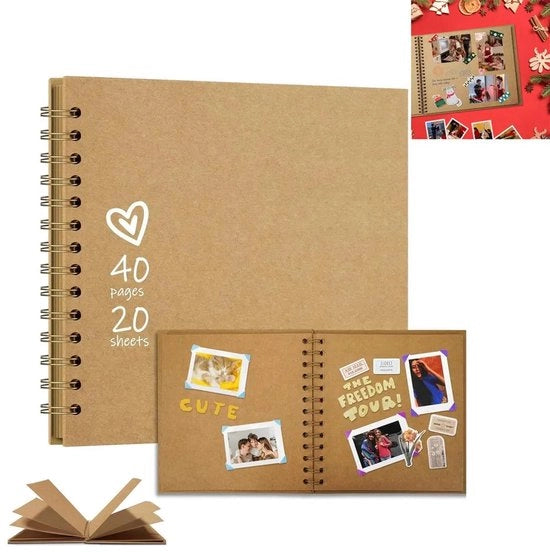 Album fotografico 18x18 cm, 40 pagine, album di carta robusta, libro di ricordi del primo anno, album di famiglia, album di compleanno, album di matrimonio e anniversario, giallo