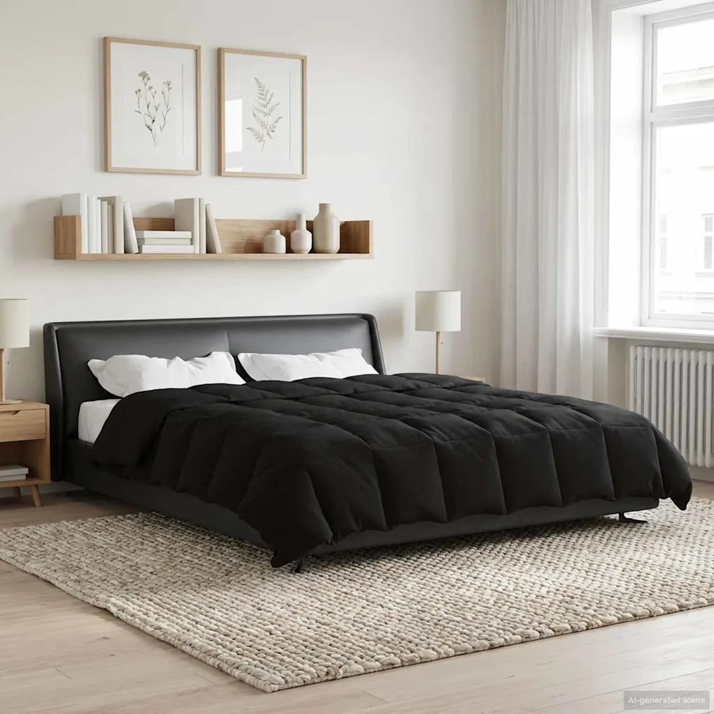 Piumone Completo Annuale Nero 220 x 260 cm Microfibra