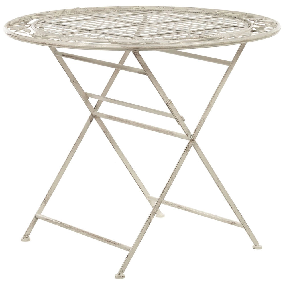 Tavolino da Giardino Bistro Pieghevole ø 90 cm in Metallo Bianco Sporco