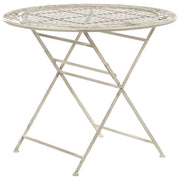 Tavolino da Giardino Bistro Pieghevole ø 90 cm in Metallo Bianco Sporco