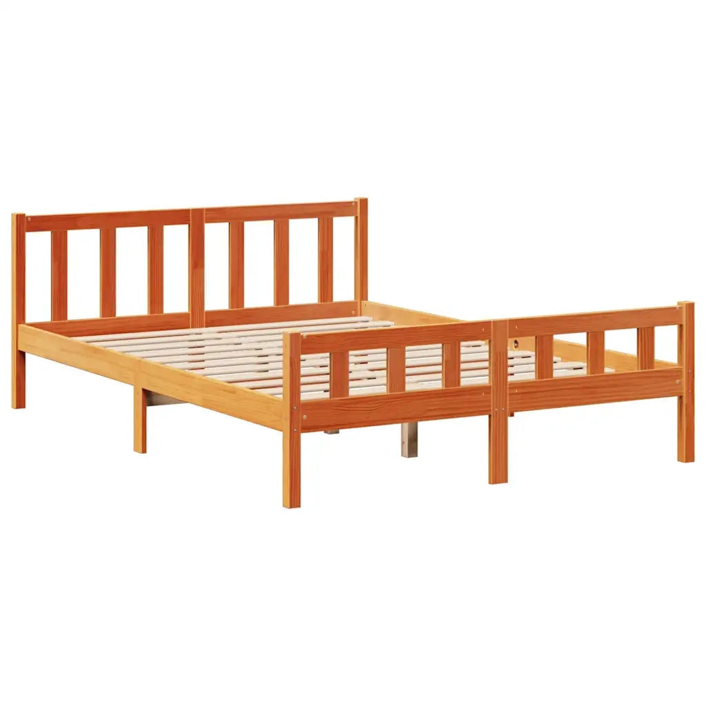 Letto Libreria senza Materasso Marrone Cera 160x200 cm in Pino 3322192