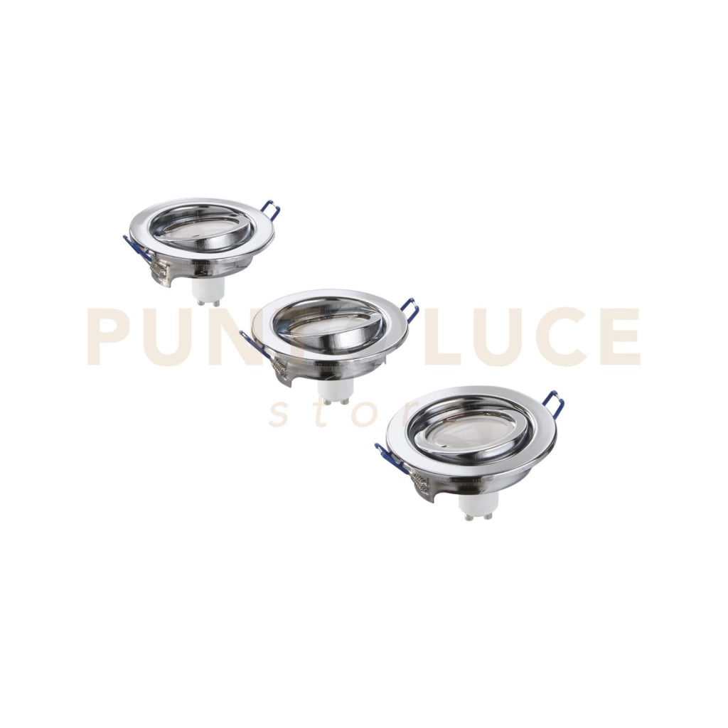 KIT  3 PEZZI  INCASSI LED MATRIX ORIENTABILI CROMO 3 LUCI ATTACCO GU10 5W 3X430LM 3000K 10X8X10,5CM