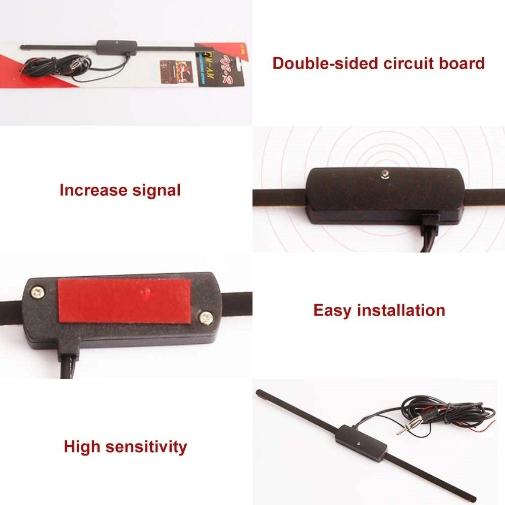 Trade Shop - Antenna Autoradio Universale Radio Am/fm Patch Montaggio Parabrezza 48-960 Mhz -