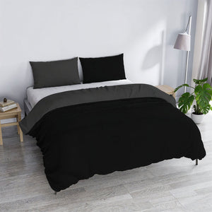 Copripiumino Matrimoniale con Sacco e Federe in Tinta Unita Double Face Linea Vera Nero e Fumo