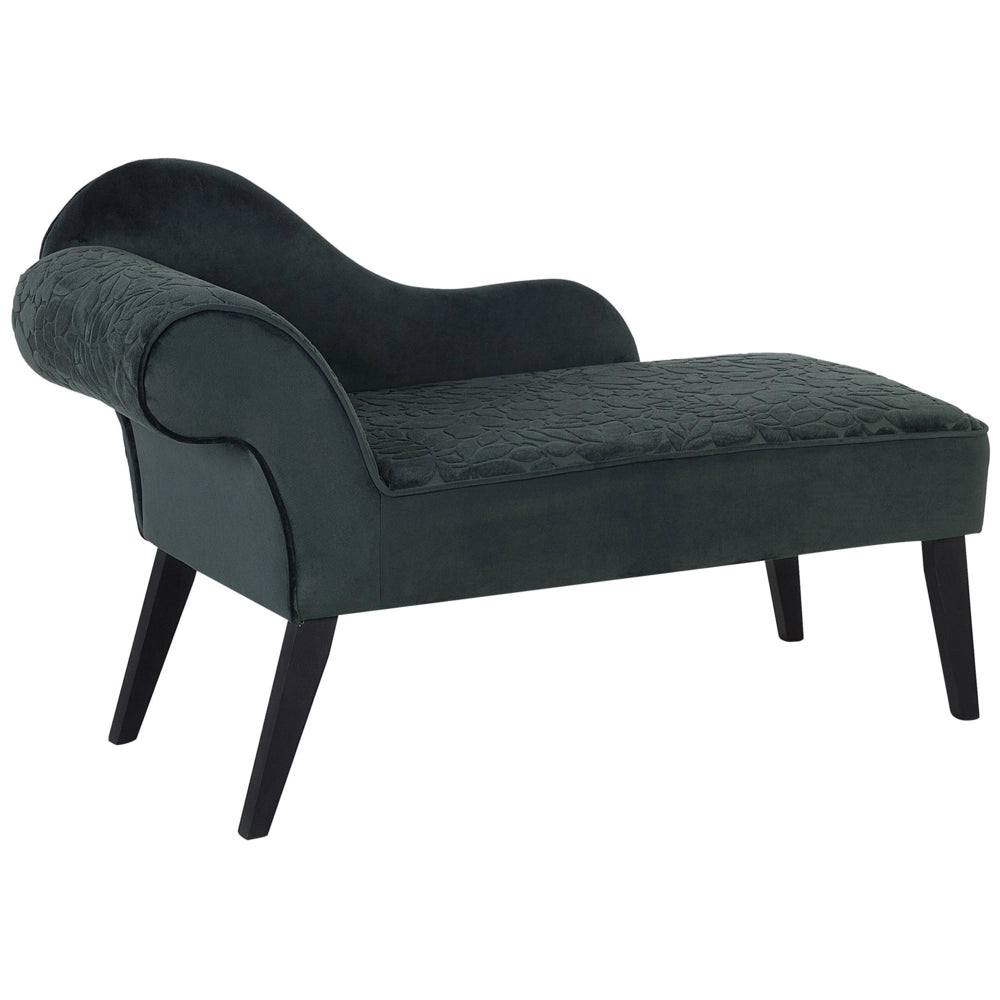 Chaise longue Verde Rivestimento in Velluto Gambe in Legno Scuro versione sinistra Retro