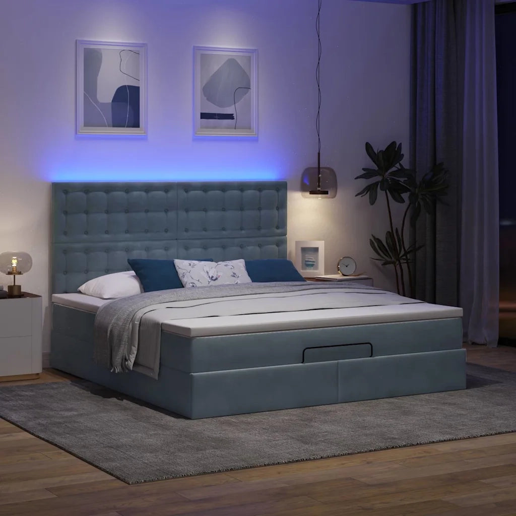 Struttura Letto Pouf con Materassi 180x200 cm Velluto 3314481