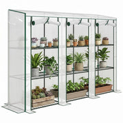Serra da giardino 3 porte con ripiani ¨C zephmum ¨C 215x46x151 cm bianco