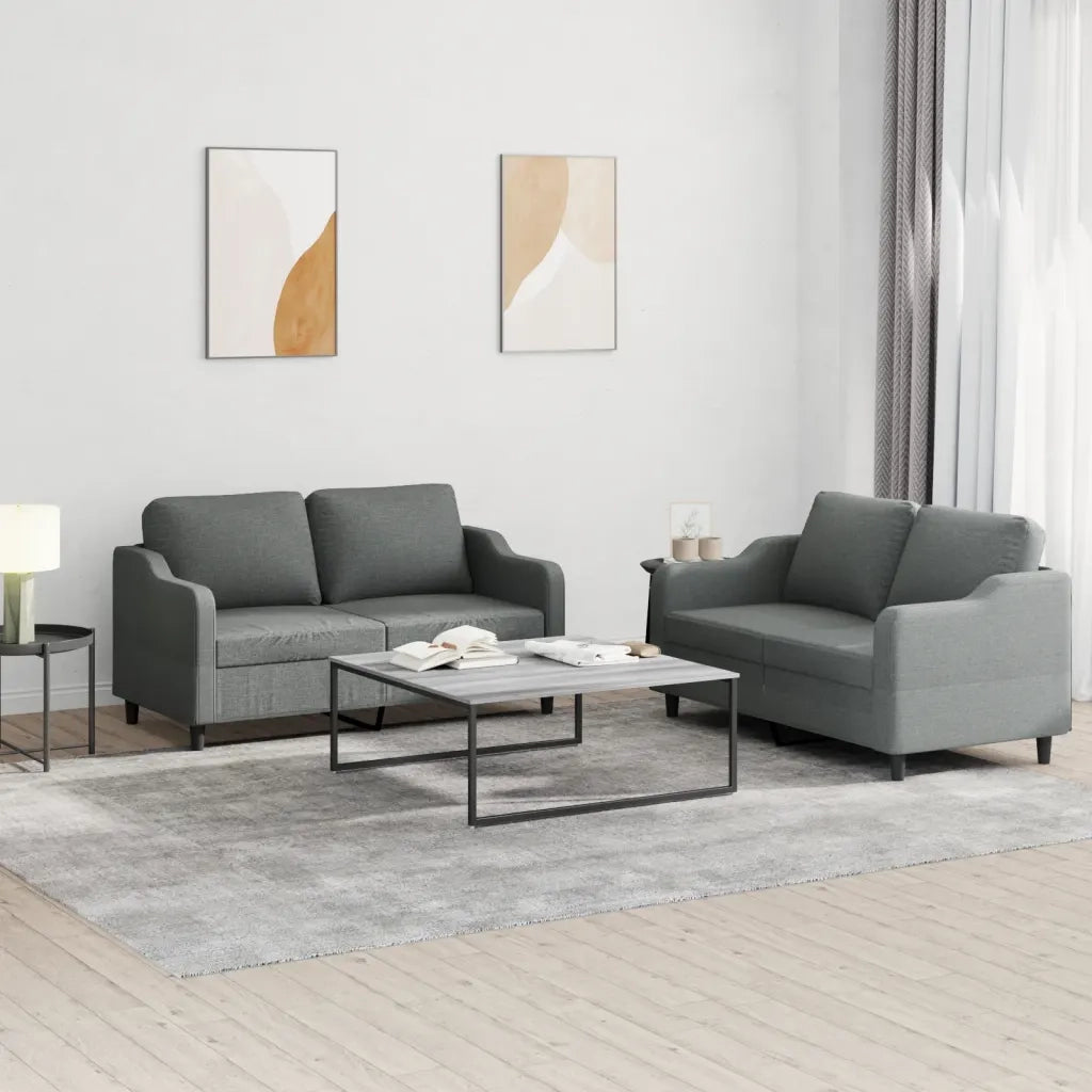 Set di Divani 2 pz con Cuscini Grigio Scuro in Tessutocod mxl 82308