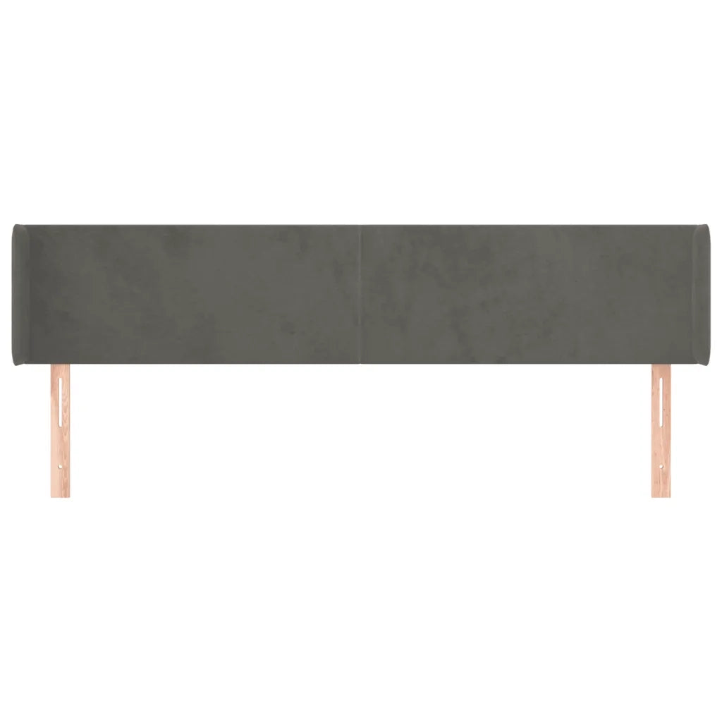Testiera | Testata ad Orecchio Grigio Scuro 183x16x78/88 cm in Velluto