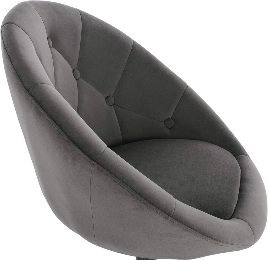 Poltroncina da Bar Sgabello Girevole Sedia con Schienale Braccioli in Velluto Altezza Regolabile Grigio Scuro