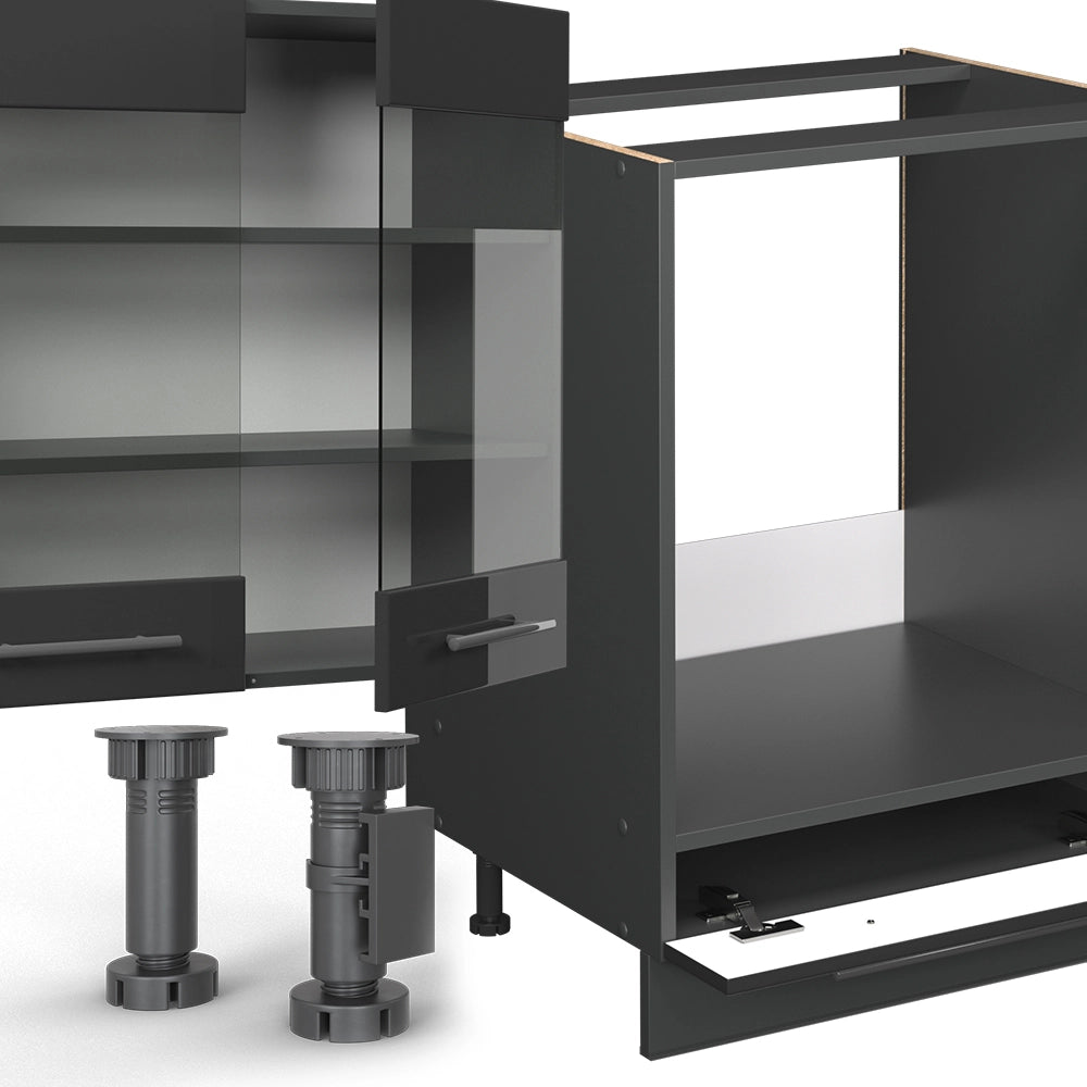 Vicco Cucina componibile Antracite lucido 355 cm senza piano di lavoro
