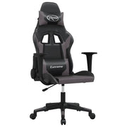 Sedia da Gaming | Sedia da e-sports Massaggiante Nero e Grigio in Similpelle