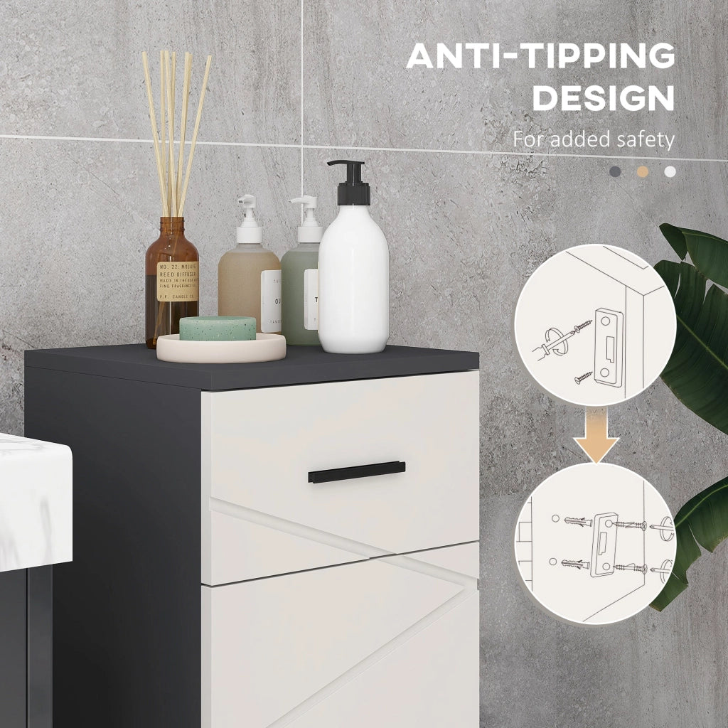 Mobiletto Bagno 1 Cassetto 1 Anta 30x30x82 cm in Truciolato Grigio