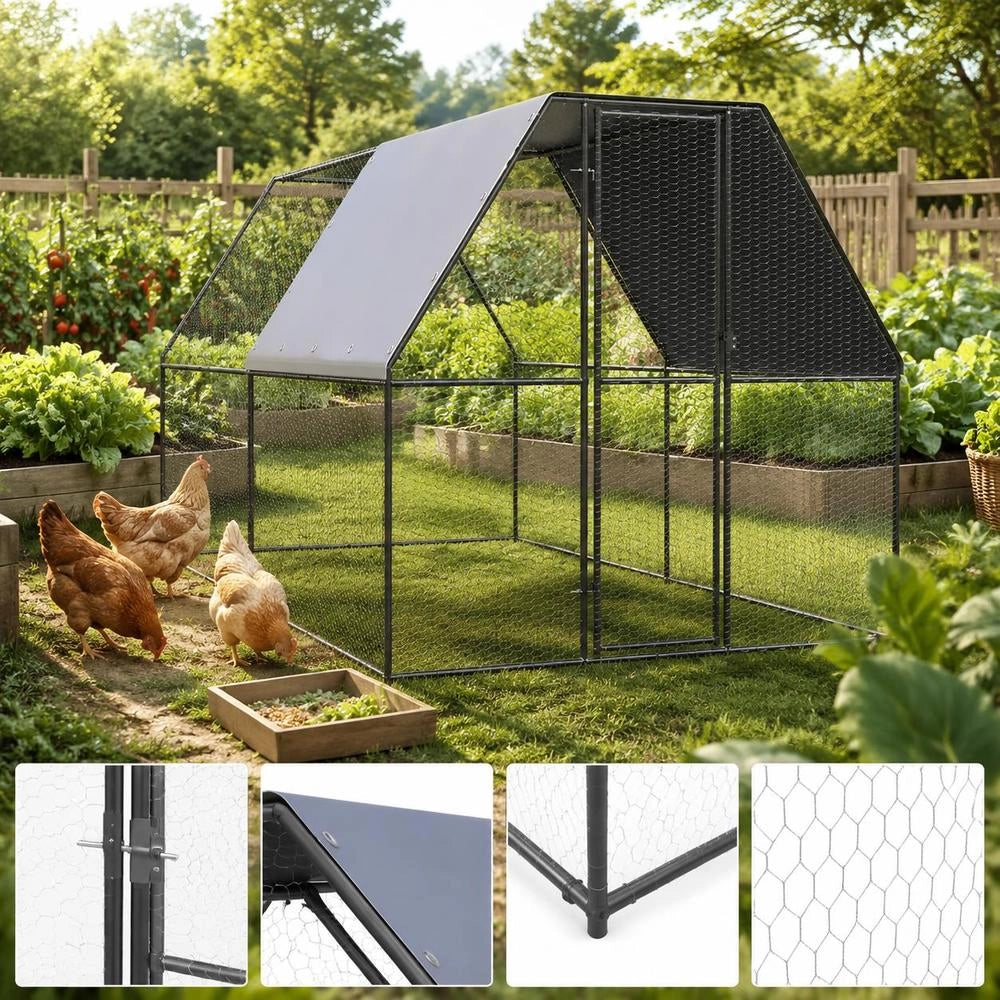 Outdoor Chicken Coop 2x4x2 M Galvanized Steel