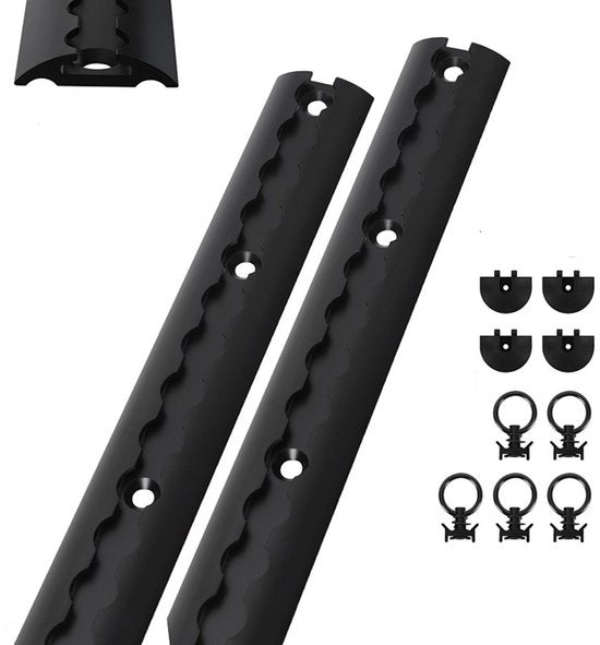 Set di 2 binari aereoportuali 1 m in alluminio nero, chiusura rapida per rimorchio e furgone