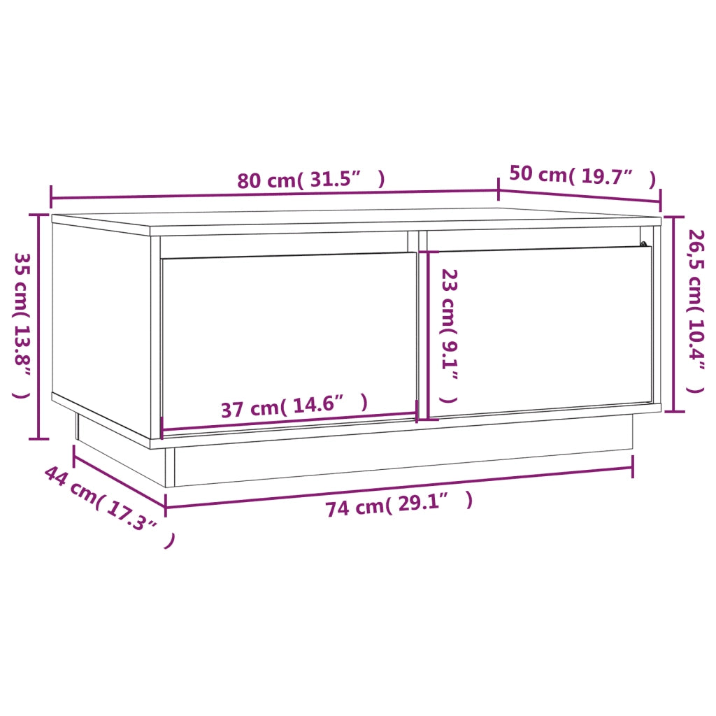 Tavolino da Salotto ambra 80x50x35 cm Legno Massello di Pino 814442