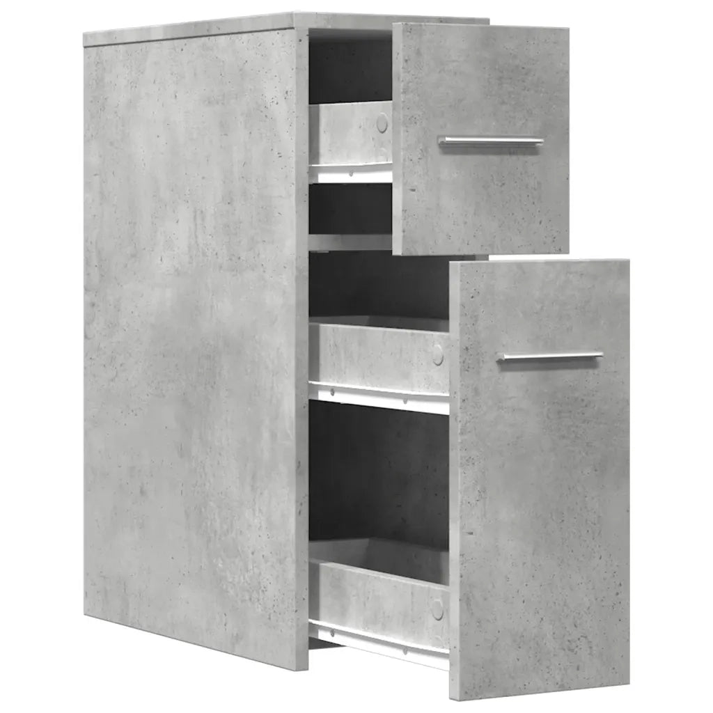 Armadietto da Bagno Stretto con Ruote Grigio Cemento Truciolato 855280