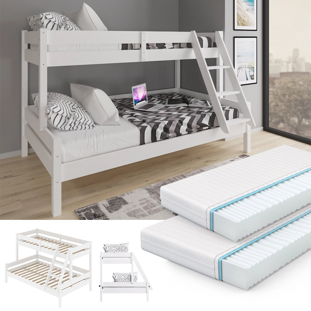 Vitalispa Letto a castello Bianco 120x200 / 80x200 cm con 2 materassi