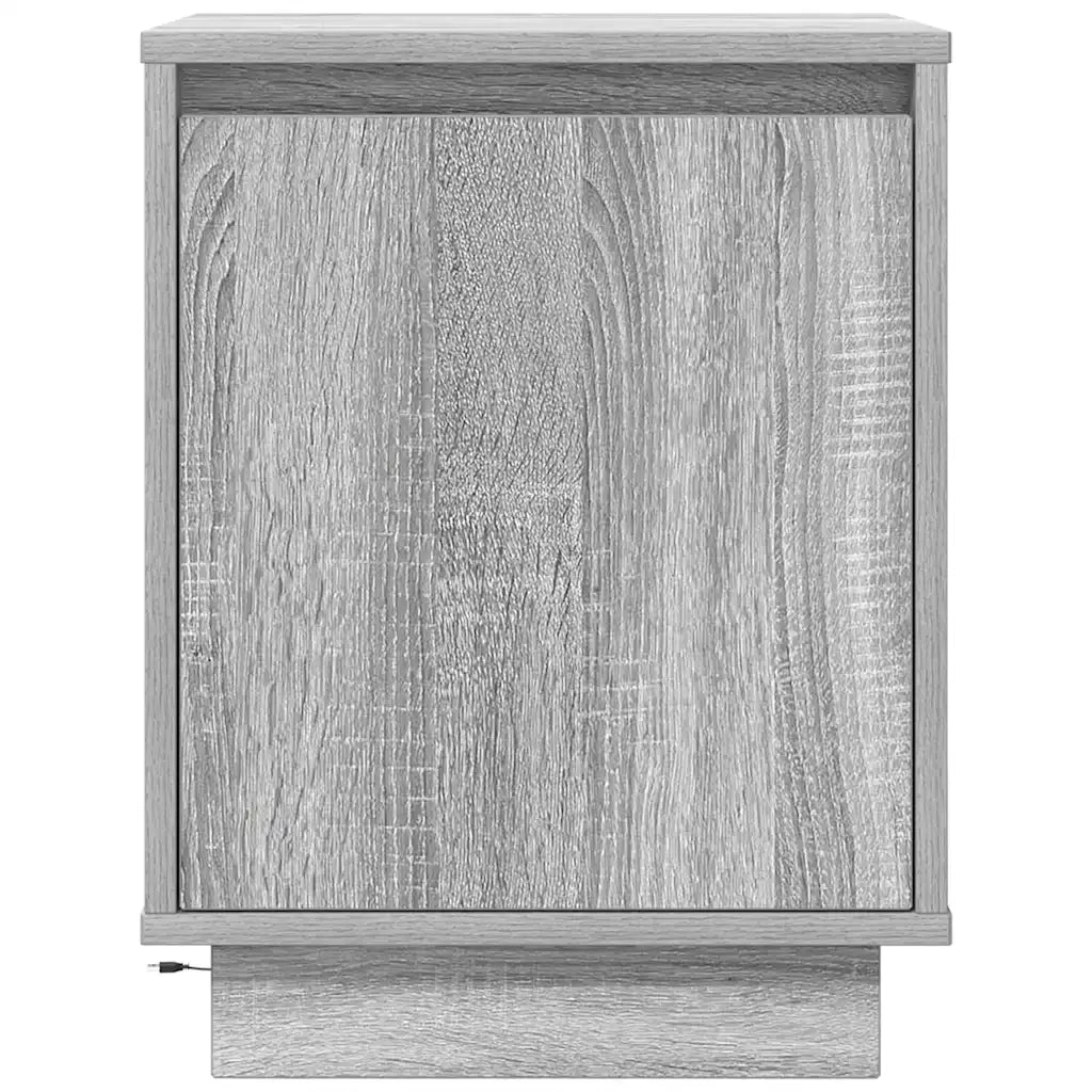 Comodino | Armadio da Notte | Mobiletto da notte con Luci LED Grigio Sonoma 38x34x50 cm