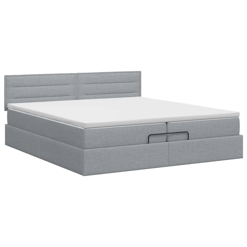 Letto ottomano con materasso Grigio Chiaro 200 x 200 cm Tessuto 3456268